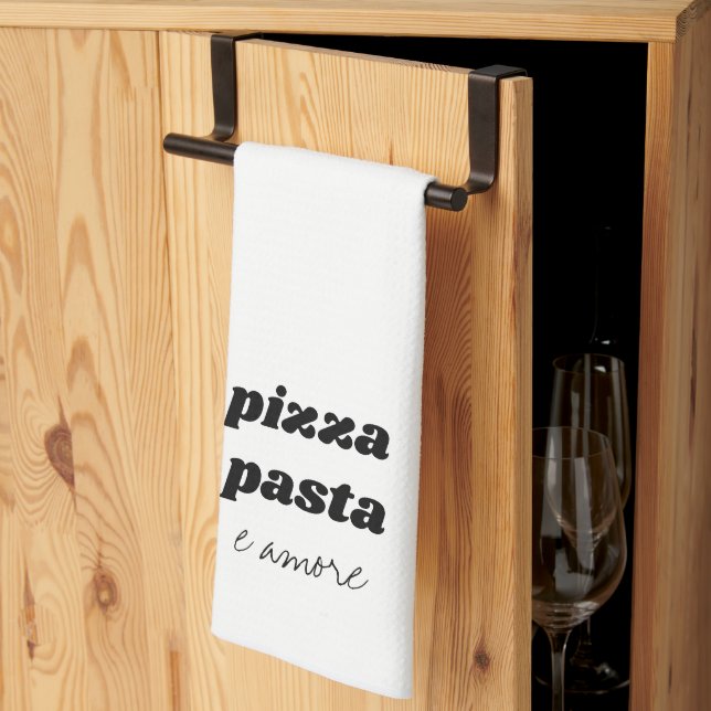 Funny Pizza Pasta Amore Name White Black Cooking Kitchen Towel (Thirds Fold)