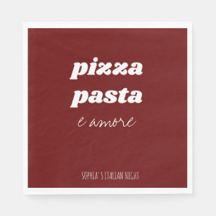 Funny Pizza Pasta Amore Red Italian Kitchen Napkins