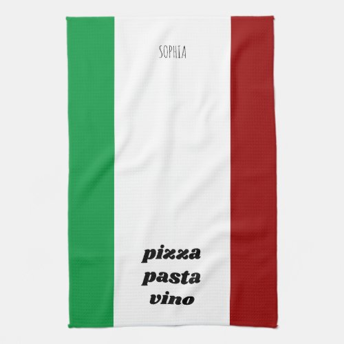 Funny Pizza Pasta Vino Name Italian Cooking Kitchen Towel