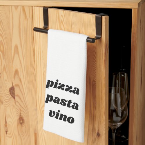 Funny Pizza Pasta Vino Name White Black Cooking Kitchen Towel