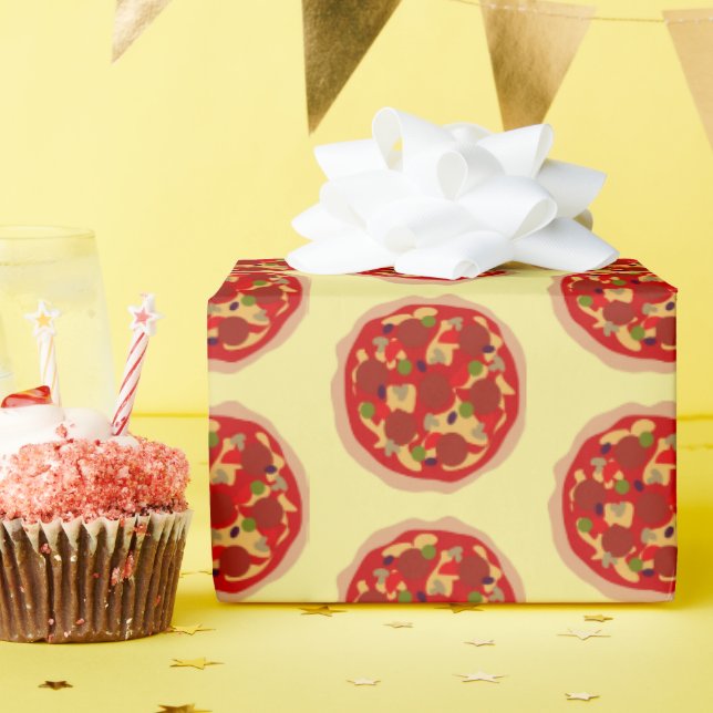 Funny pizza pattern Birthday party wrapping paper (Birthday Party)