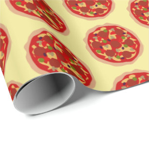 Funny pizza pattern Birthday party wrapping paper