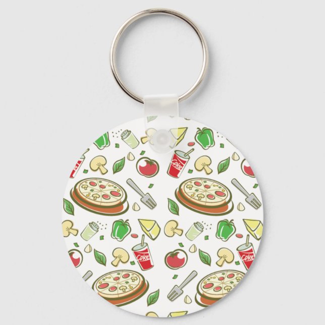 funny pizza pattern vol1 keychain (Front)