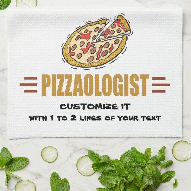 Funny Pizza Personalize It! Love Eat Pizza Pie Kitchen Towel (Folded)