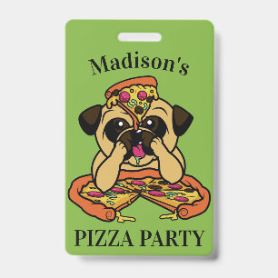 Funny Pizza Pug custom text badges