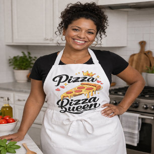 Funny Pizza Queen Cooking Apron for Women Cute Gif