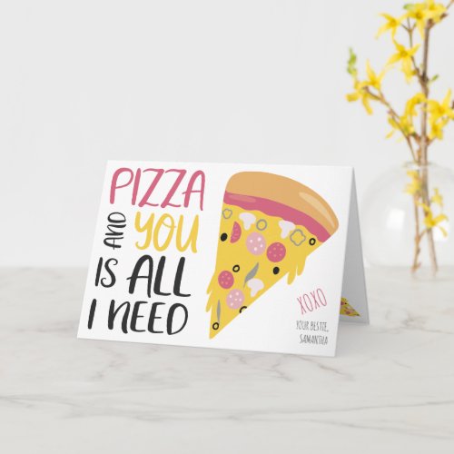 Funny pizza  script galentine 3 photos collage card