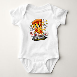 Funny Pizza Side Shuffle Workout Cartoon Mascot Baby Bodysuit