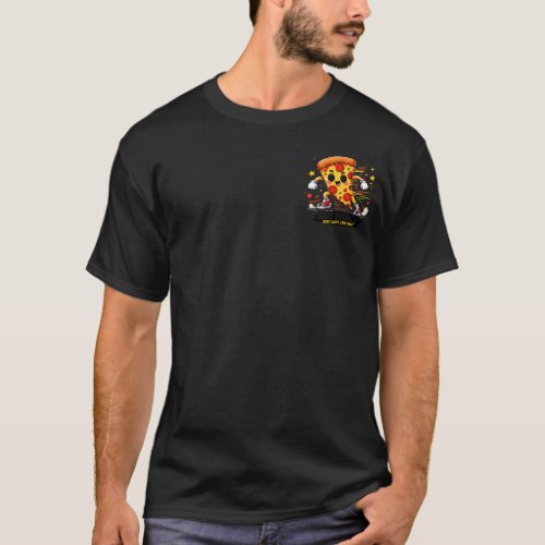 Funny Pizza Side Shuffle Workout Cartoon Mascot T-Shirt