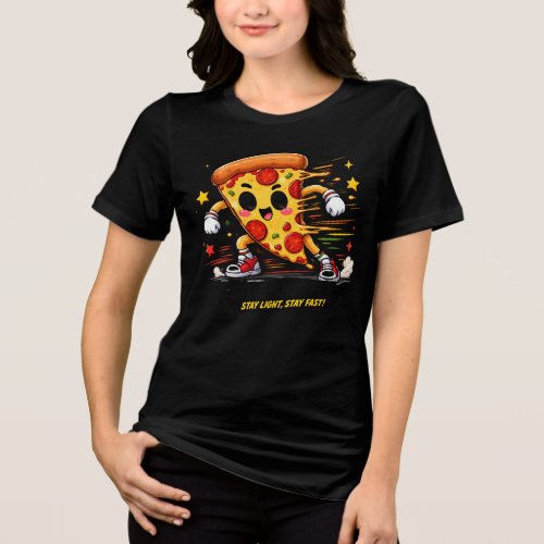 Funny Pizza Side Shuffle Workout Cartoon Mascot Tri-Blend Shirt