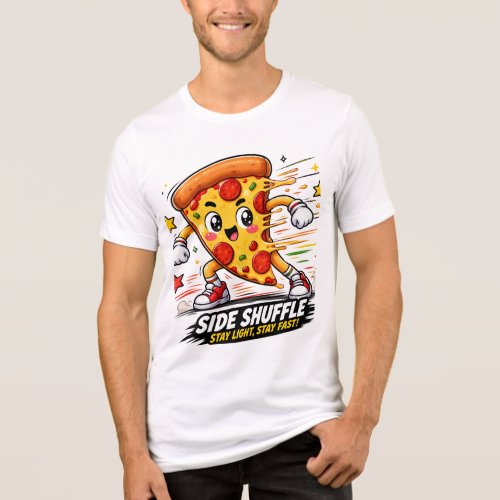 Funny Pizza Side Shuffle Workout Cartoon Mascot Tri-Blend Shirt
