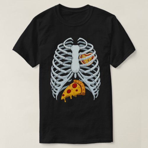 Funny Pizza Skeleton Rib Cage Halloween Costume T_Shirt