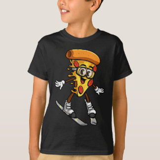Funny Pizza Ski Cheesy Pie Foodie Skiing Instructo T-Shirt