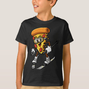 Funny Pizza Ski Cheesy Pie Foodie Skiing Instructo T-Shirt