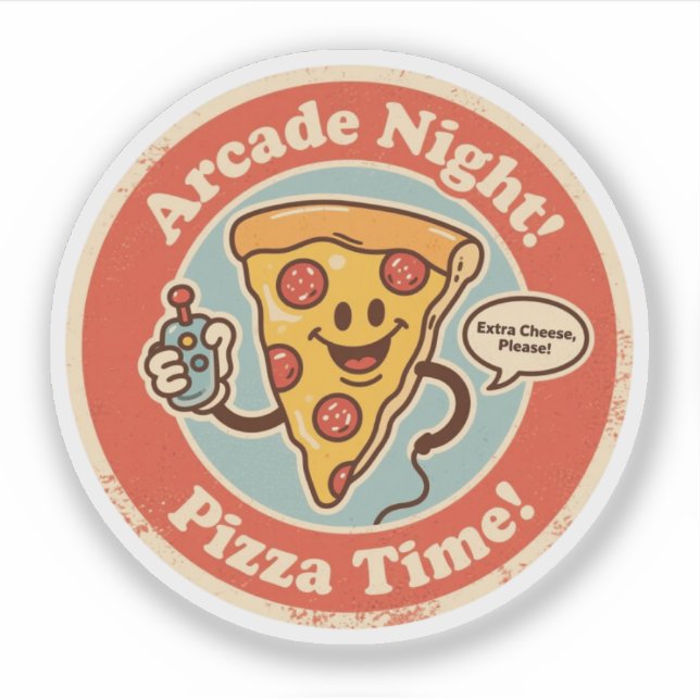 Funny Pizza Slice Gamer "Extra Cheese, Please!"  Sticker (Front)
