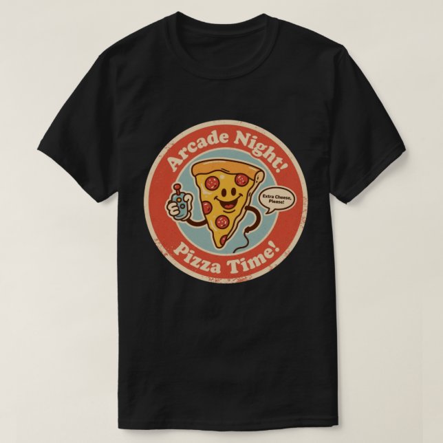 Funny Pizza Slice Gamer "Extra Cheese, Please!"  T-Shirt (Design Front)