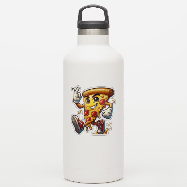 Funny Pizza Slice Sticker with Attitude  (Waterbottle)