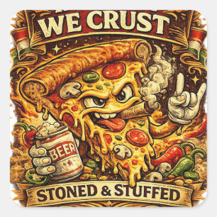 Funny Pizza Sticker – In Pizza We Crust Retro Pizz