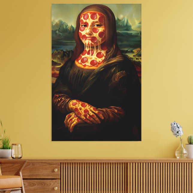 Funny Pizza Themed Art Parody Canvas Print (Insitu(LivingRoom))