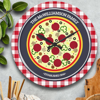 Funny Pizza Time Personalized Wall Clock