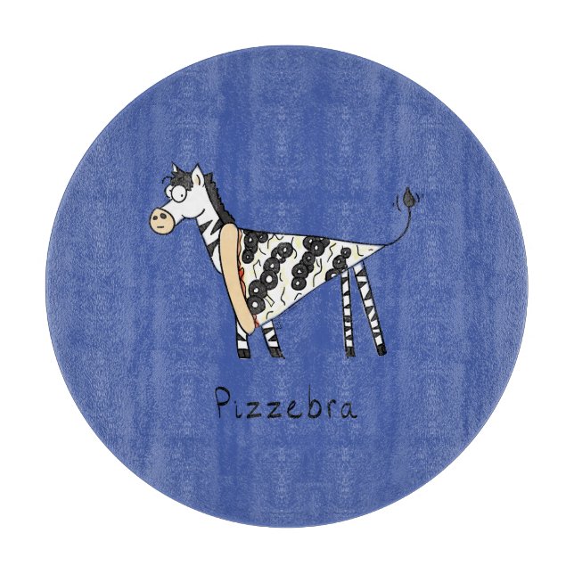 Funny Pizza Zebra Cute Cartoon Kids Cutting Board (Front)