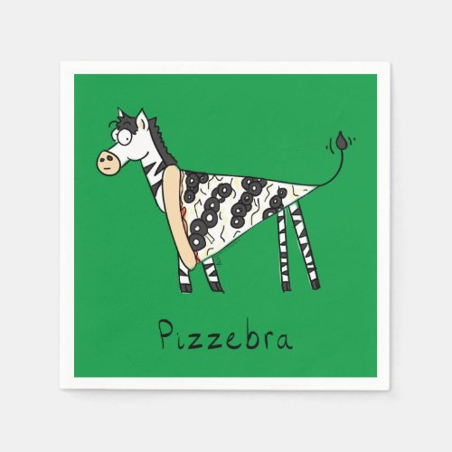 Funny Pizza Zebra Cute Cartoon Kids Napkins