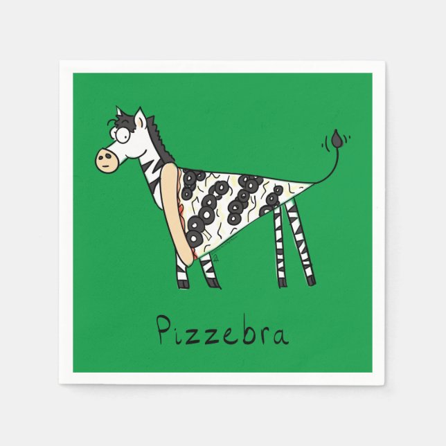 Funny Pizza Zebra Cute Cartoon Kids Napkins (Front)