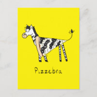 Funny Pizza Zebra Cute Cartoon Kids