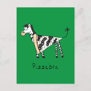 Funny Pizza Zebra Cute Cartoon Kids Postcard