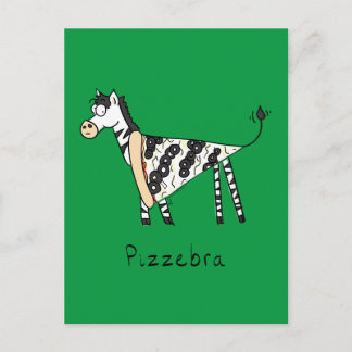 Funny Pizza Zebra Cute Cartoon Kids Postcard