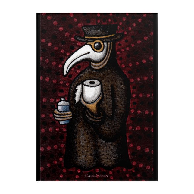 Funny Plague Doctor with Toilet Paper Acrylic Print (Front)