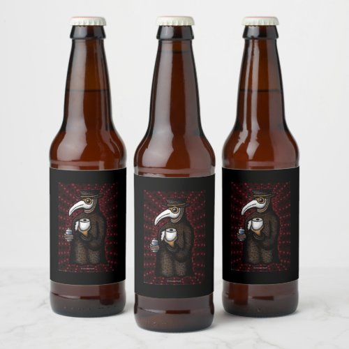 Funny Plague Doctor with Toilet Paper Beer Bottle Label