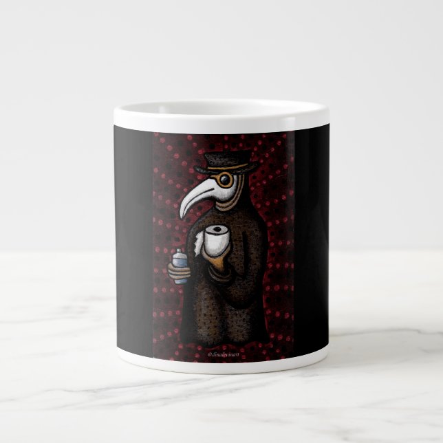 Funny Plague Doctor with Toilet Paper Giant Coffee Mug (Front)