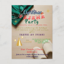Funny Plaid Cozy Christmas Pajama Party Invitation