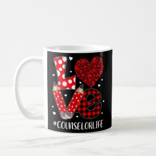 Funny Plaid Heart LOVE Counselor Valentine Day Chr Coffee Mug