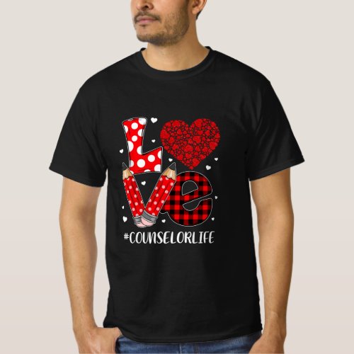 Funny Plaid Heart LOVE Counselor Valentine Day Chr T_Shirt