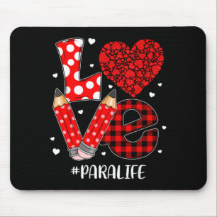 Funny Plaid Heart Love Para Life Valentine Day Chr Mouse Pad