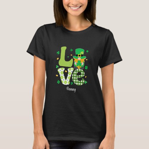 Funny Plaid Shamrock Love Nanny Shamrock St Patric T_Shirt