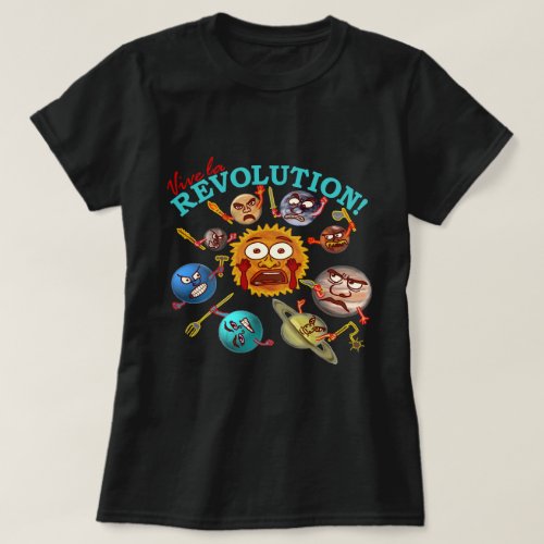 Funny Planet Revolution Solar System Cartoon T_Shirt