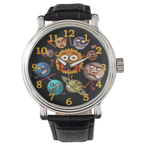 Funny Planet Revolution Solar System Cartoon Watch