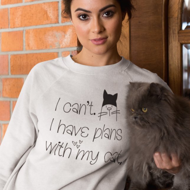 Funny Plans With My Cat Cute Drawing Typography T-Shirt (Creator Uploaded)