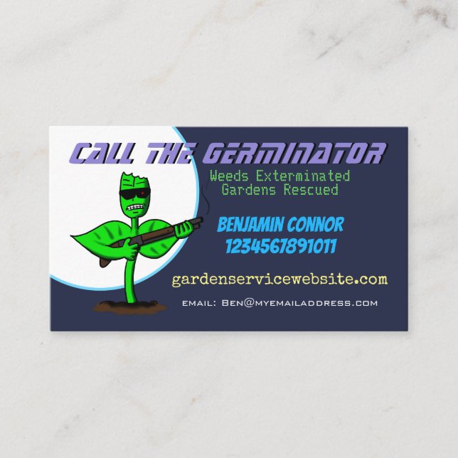 Funny plant cyborg gardening services business card (Front)