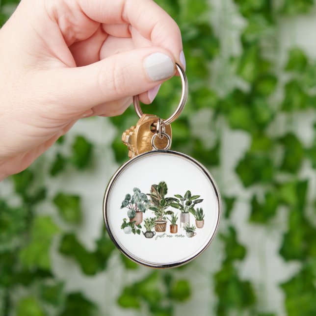 Funny Plant Lover, Just One More Plant Keychain (Hand)