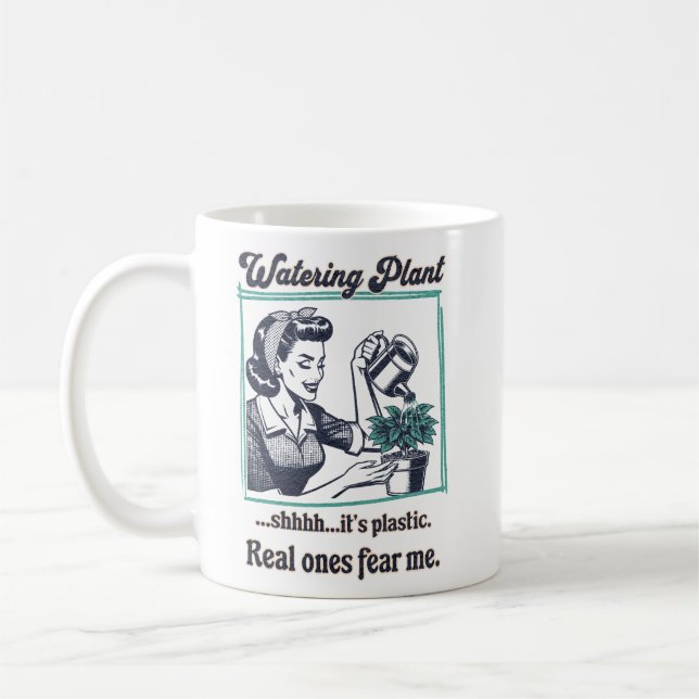 Funny Plant Lover Retro Design Coffee Mug (Left)