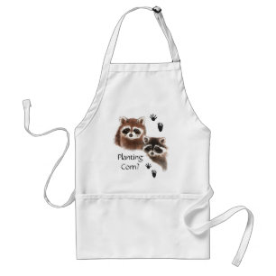 Funny, Planting Corn? Garden Cute Raccoons Adult Apron
