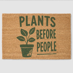 Funny Plants Before People Vintage Ink Stamp Art Fiber Doormat