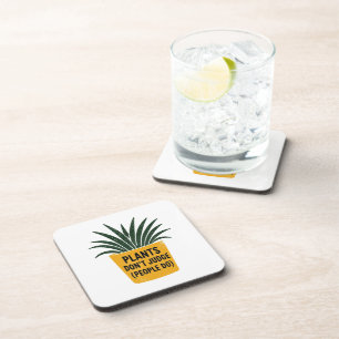 Funny Plants Don't Judge Vintage Ink Stamp Art Beverage Coaster