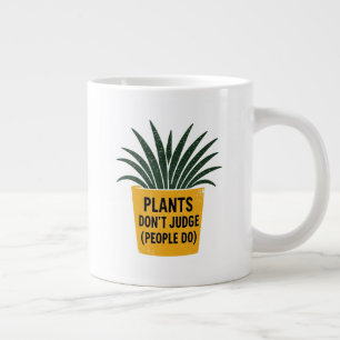 Funny Plants Don't Judge Vintage Ink Stamp Art Giant Coffee Mug