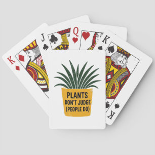 Funny Plants Don't Judge Vintage Ink Stamp Art Poker Cards