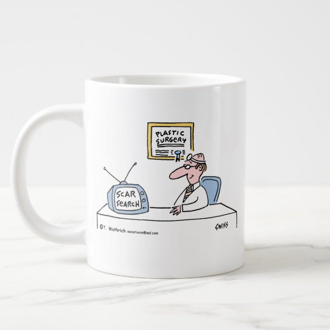 Funny Plastic or Cosmetic Surgeons Cartoon Giant Coffee Mug (Left)
